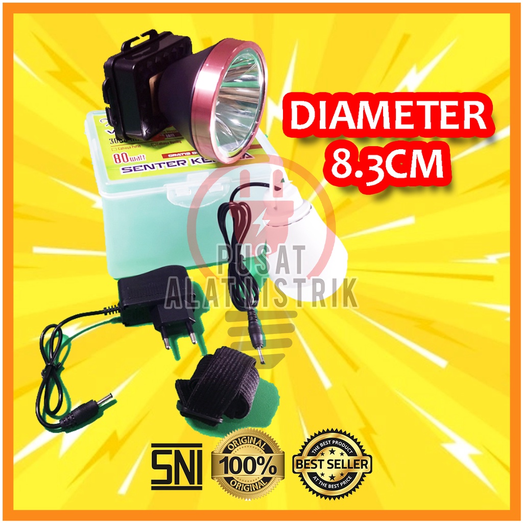 SENTER KEPALA 80 WATT 80W 80WATT 80 W AWET TERANG CAHAYA KUNING / PUTIH + LAMPU BOHLAM