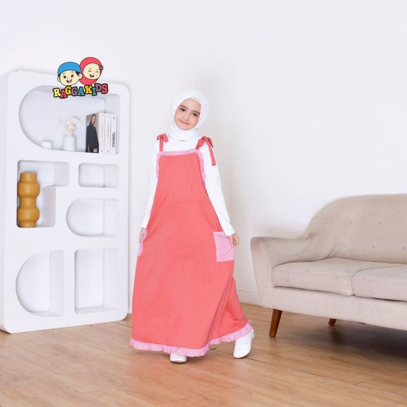 RAGGA KIDS Overall Set Pashmina RG 57 Salmon Gamis Anak Kaos