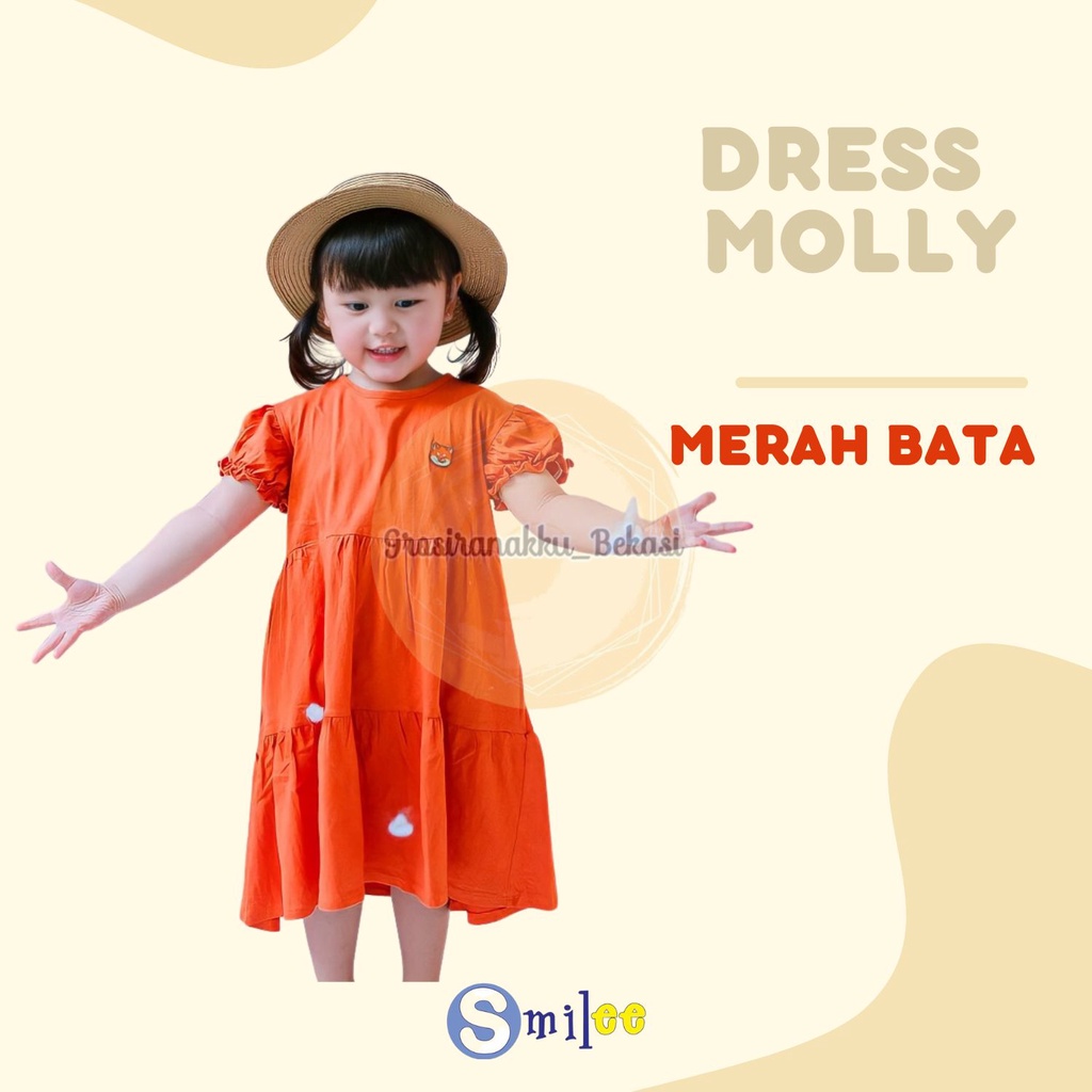 Dress Anak Smilee Molly Warna Terakota Size 1-5Thn