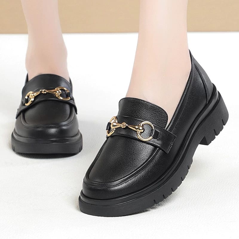 Sepatu Docmart Loafers Black Dof / Sepatu Wanita Tulang Premium LCD 02