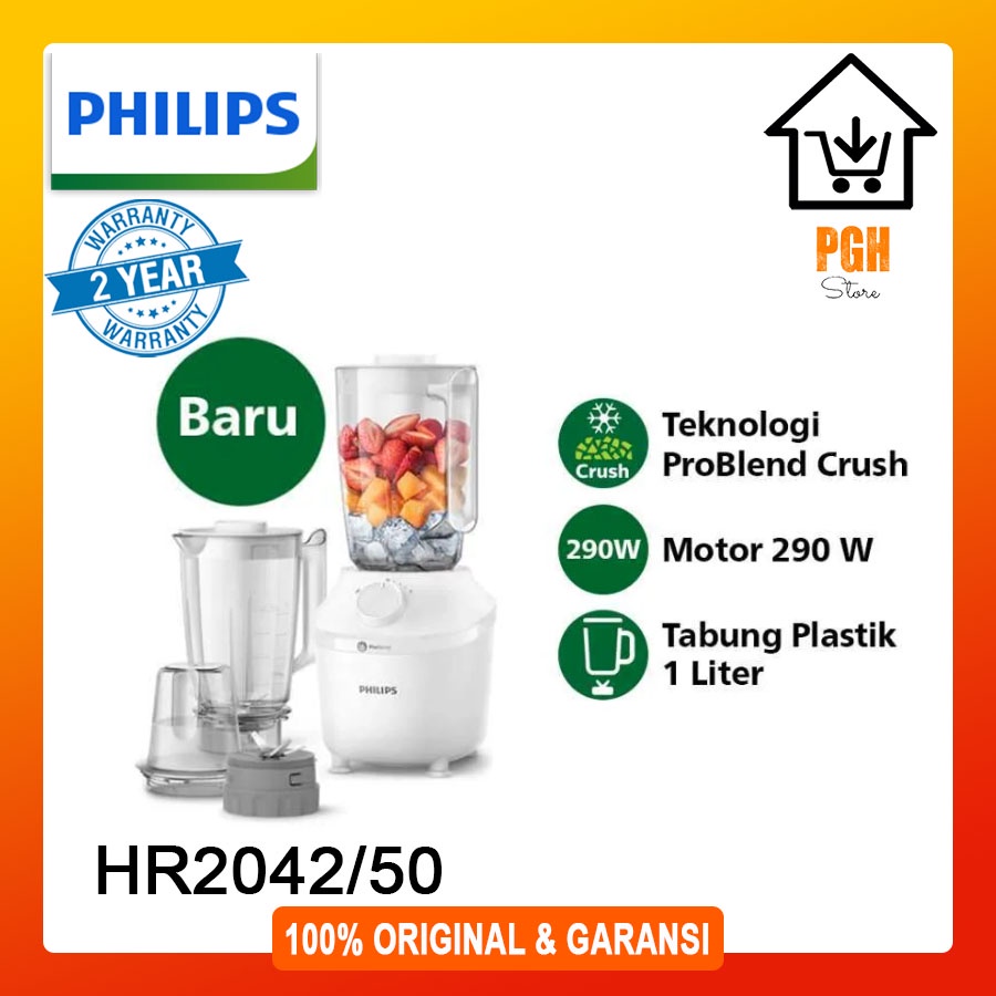 (HARGA PROMO) Philips Blender 3in1 Mika Plastik Jar HR2042/33 HR 2042