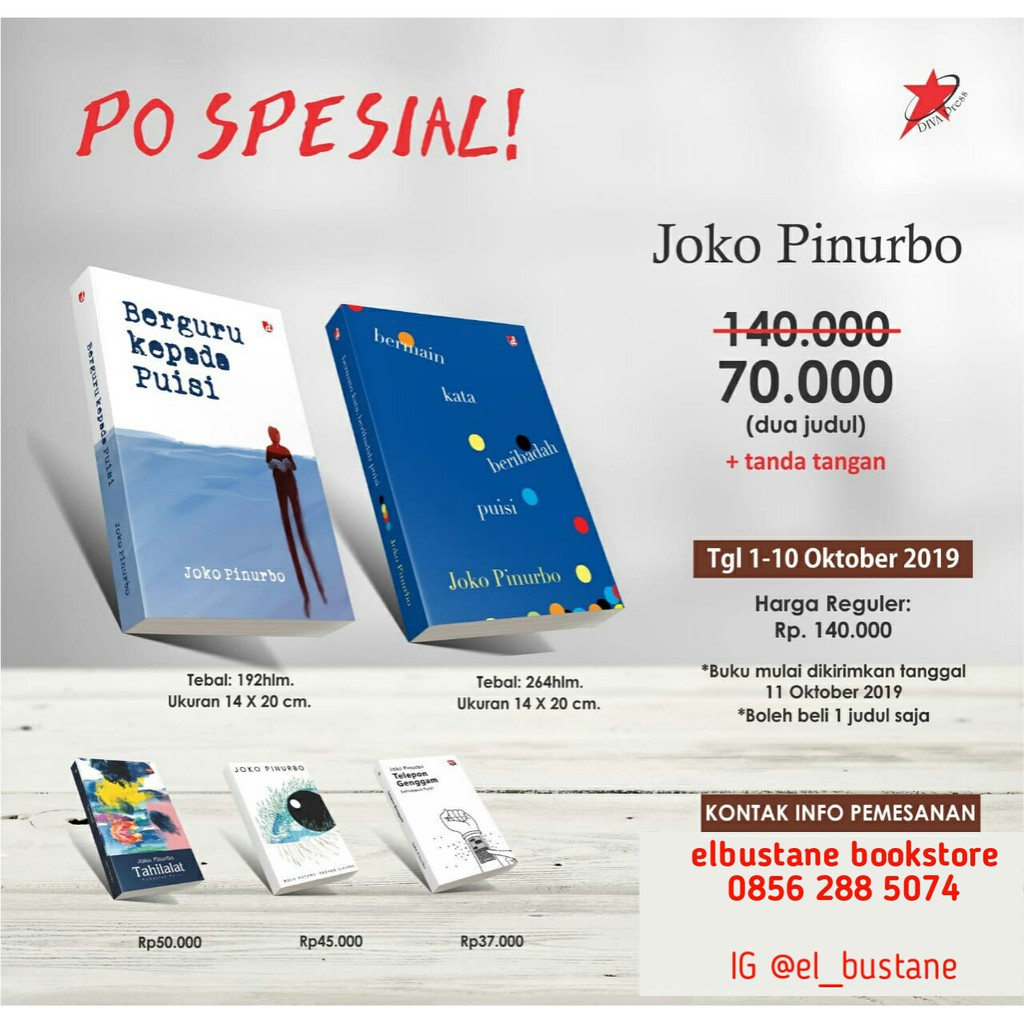 Pre Order Joko Pinurbo 2 Buku - Berguru Kepada Puisi