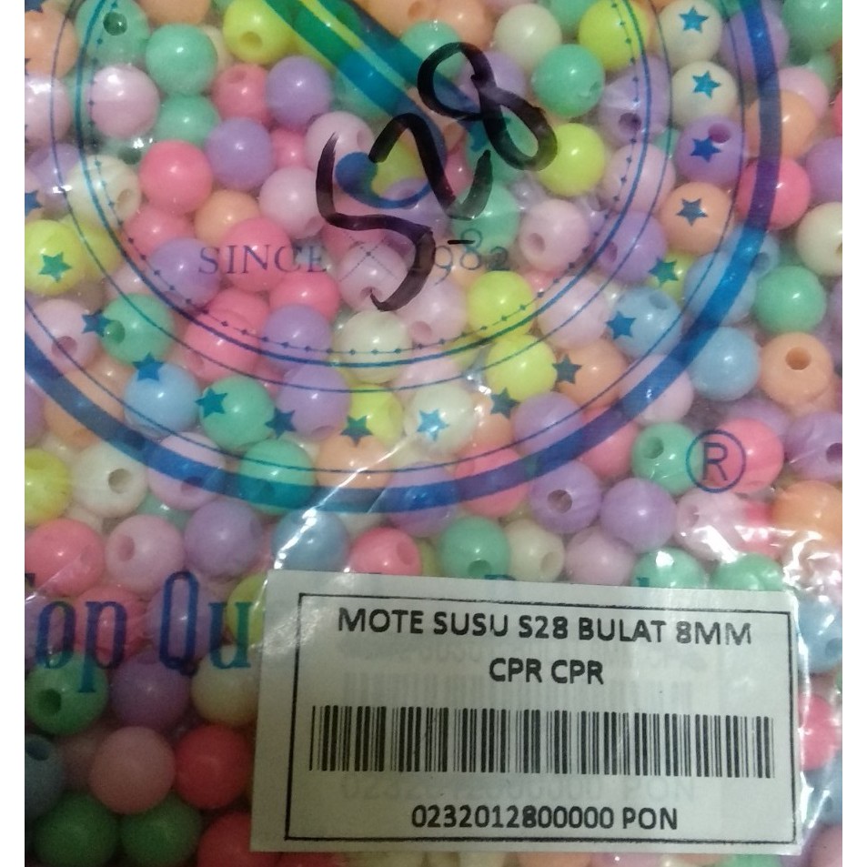 Mote Motif Dop Warna Pastel 8mm 1pon