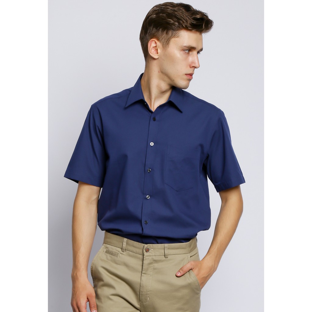 VAN HEUSEN Kemeja Biru Pria Lengan Pendek - U-XGM205-Z9