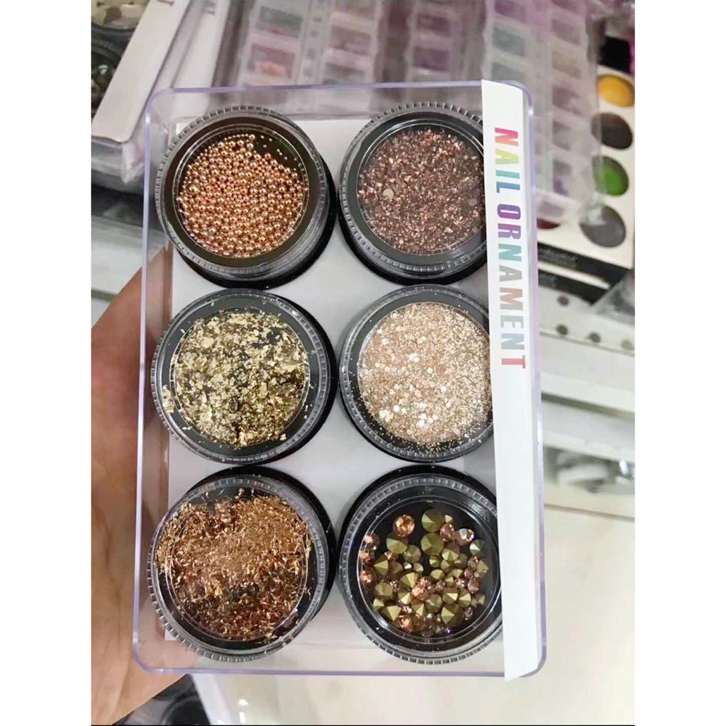 Gel polish aksesoris nailart japan nails gold swarovski pearl chrome Produk Good Quality