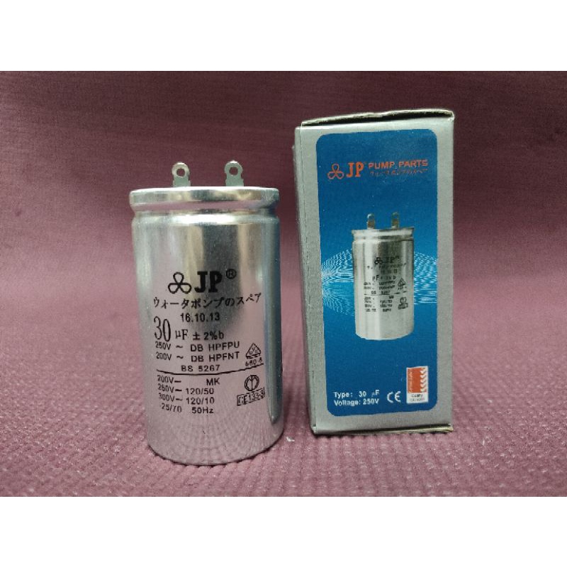 JP kapasitor aluminium 2 pin 30uf 250V Kapasitor kaleng model colok 30uf 250V