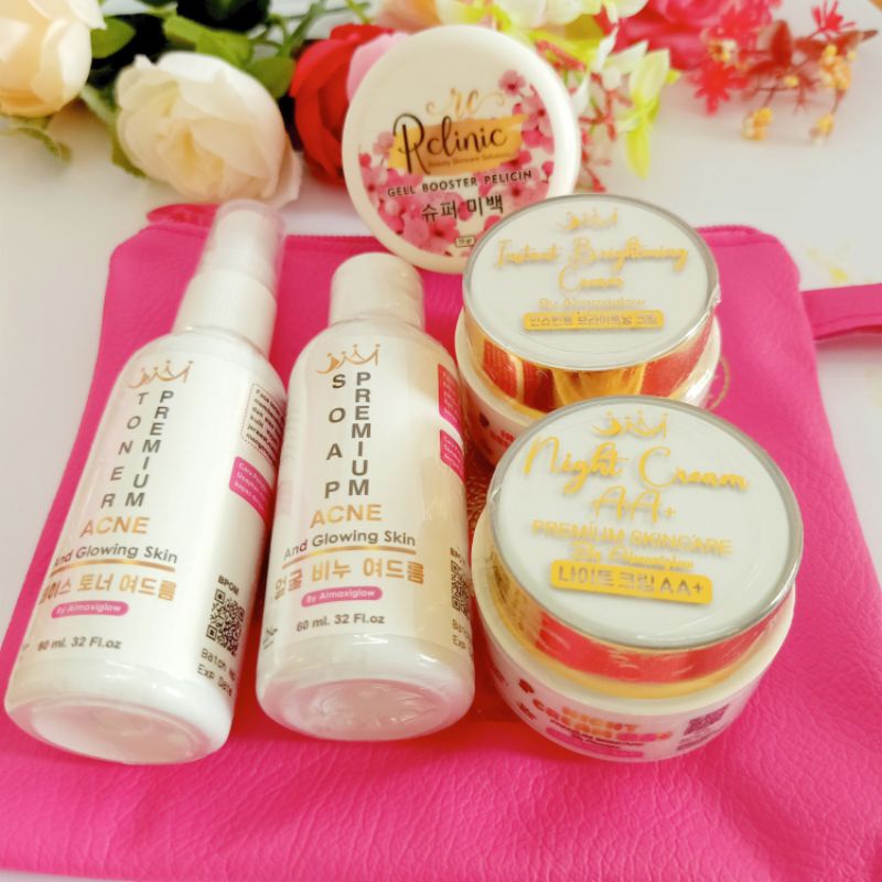 paket al maxi glow whitening/brightening + salep pelicin rclinic 5in1