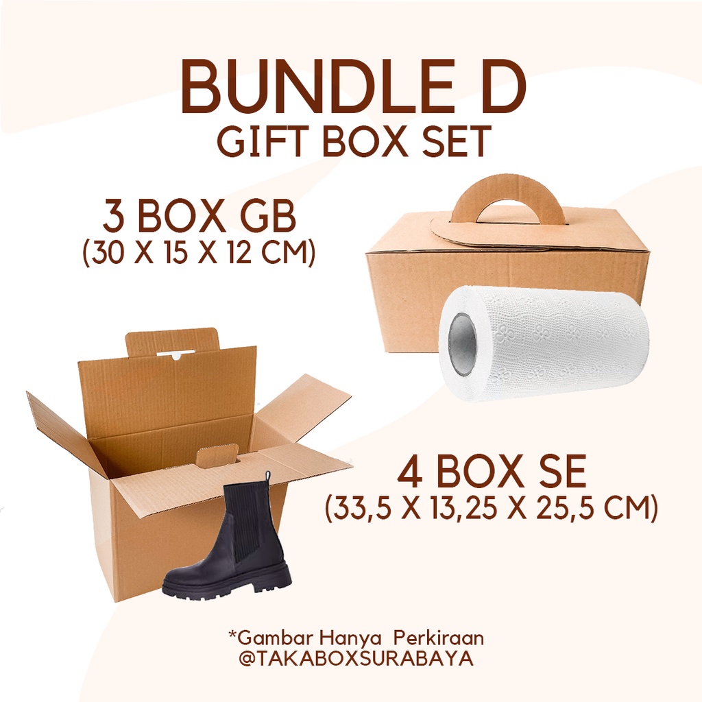 

Bundle D (Gift box set) - Kardus hampers box diecut packing parcel packaging souvenir kado ecer murah bflute