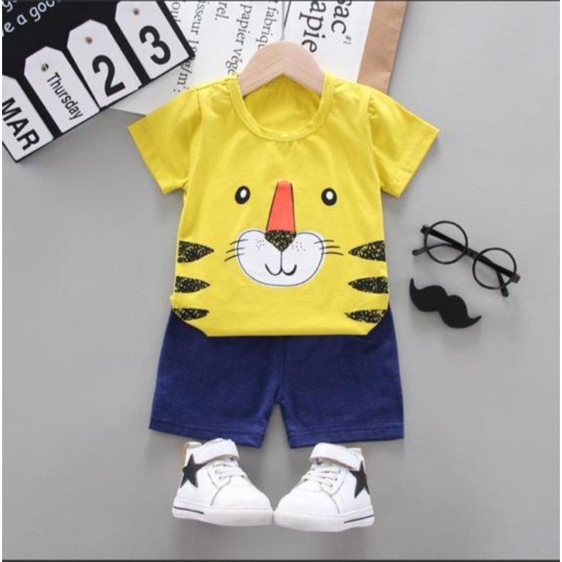 Mamamoli Baju setelan kaos anak laki laki / bayi / baby import/impor lucu mouse mm28