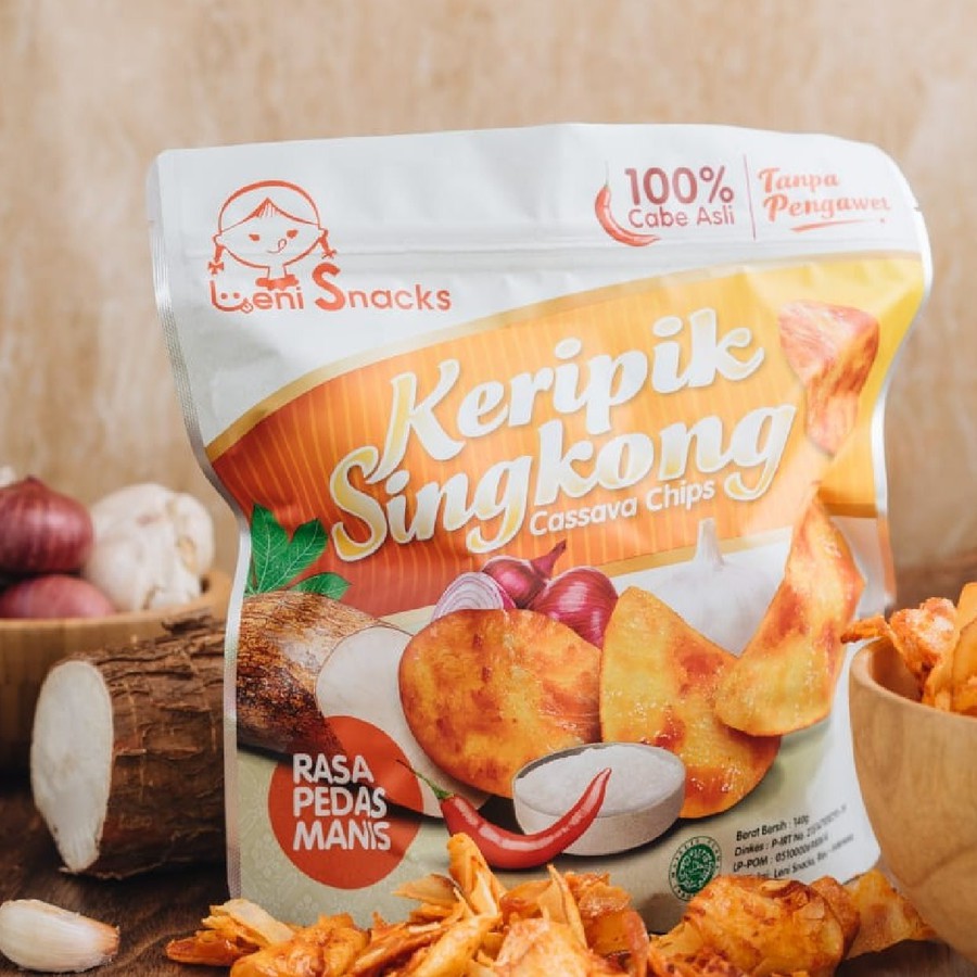 

Leni Snacks Keripik Singkong Pedas Manis / Cassava Chips Pedas Manis 140g