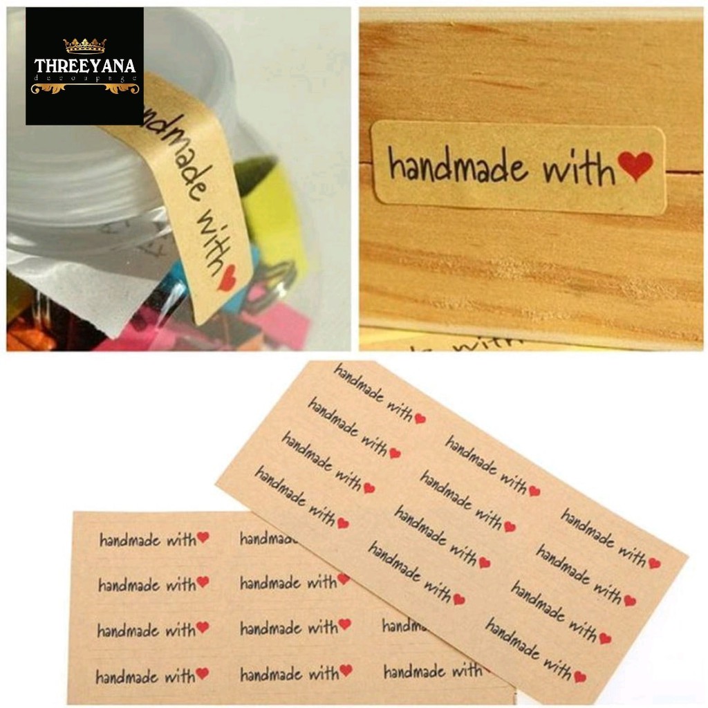 

12Pcs Sticker "Handmade With Love" Kraft Paper