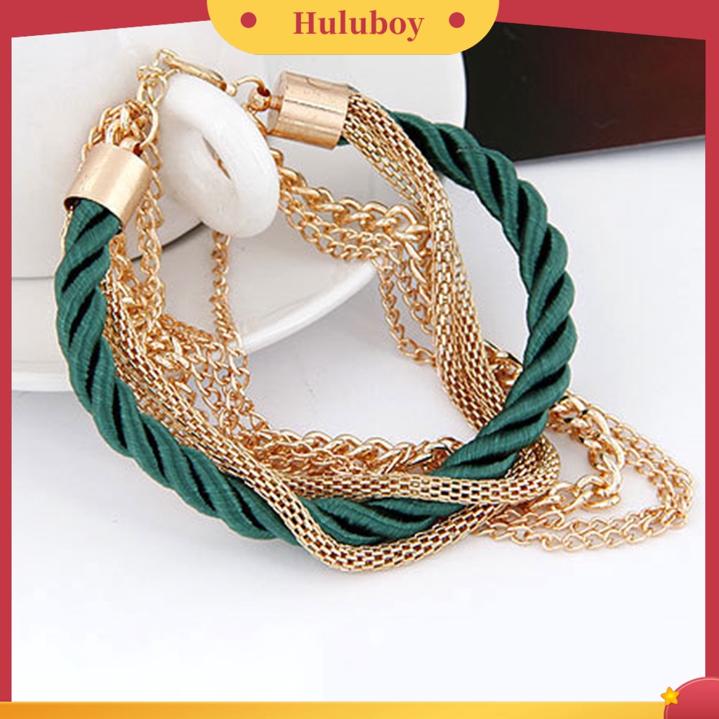 Hu Hu Hu Hu Hu Alat Bantu Pasang Kacamata♡ Gelang Rantai Multilayer Adjustable Bahan Alloy Metal Untuk Wanita