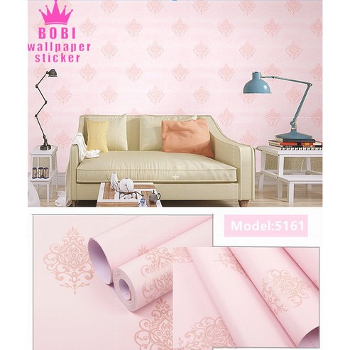 Wallpaper Sticker 5161 BatikSegitiga Pink/ Wallpaper New 2021 / Ukuran 9mx45cm