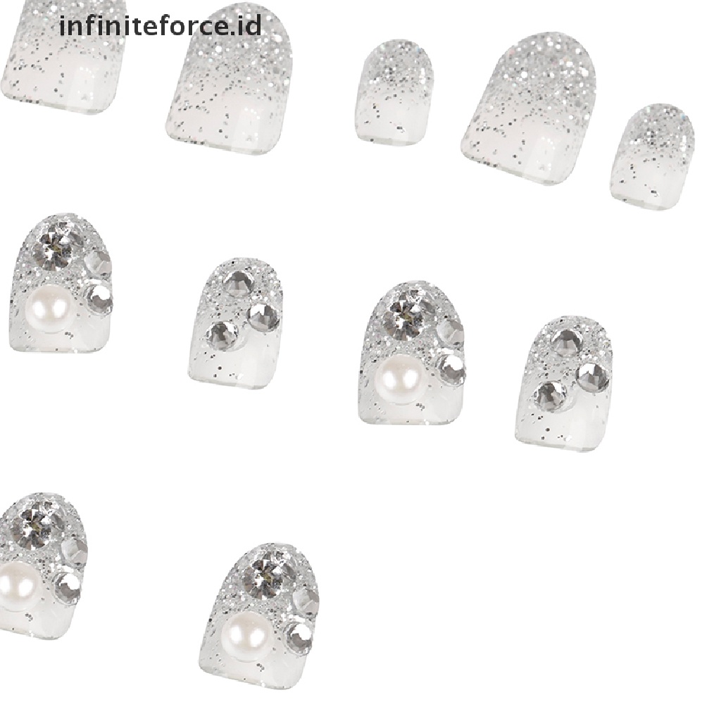 Infiniteforce.id 24pcs / Set Kuku Palsu Full Cover 3d Diy Untuk Pengantin Wanita