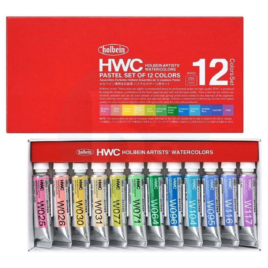 

Holbein Artists' Watercolours - Pastel Colour Set of 12 x 5ml