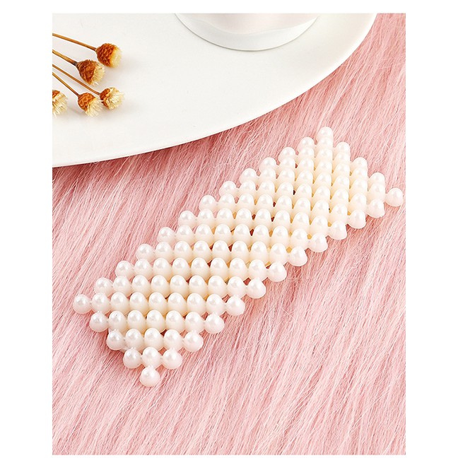 LRC Jepit Rambut Fashion Gold Long Triangle Pearl Hairpin Y61649