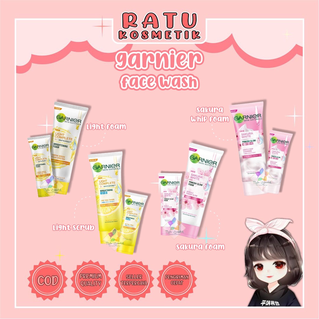 ❤ RATU ❤ Garnier Sakura White Pinkish Glow Foam Whip Foam | Light Complete Brightening Face Wash✔️BPOM