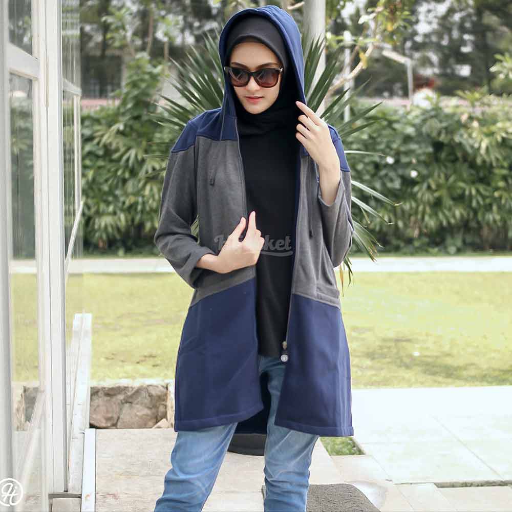 Jaket Jacket Hoodie Panjang Wanita Cewek Muslimah Hijabers Hijacket Fleece Terbaru Kekinian HJ HYR-4