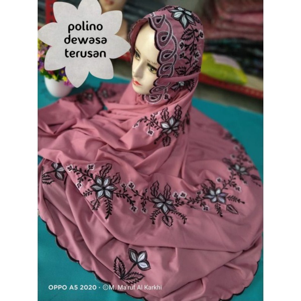 Mukena Terusan Polino Dewasa warna pink