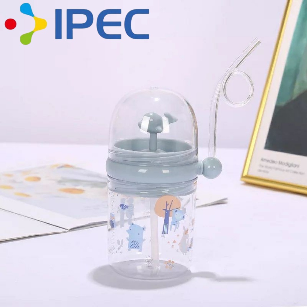 Botol Minum Lumba-Lumba Air Mancur Viral Penutup + Sedotan BPA Free Botol minum air mancur anak 20035