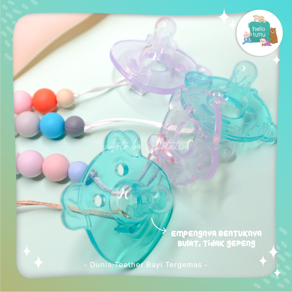 ONLY Empeng Bayi Clear Transparant / Hellotuttu / BPA Free, Tidak Bau atau Luntur/Gigitan, Dot Bayi-2