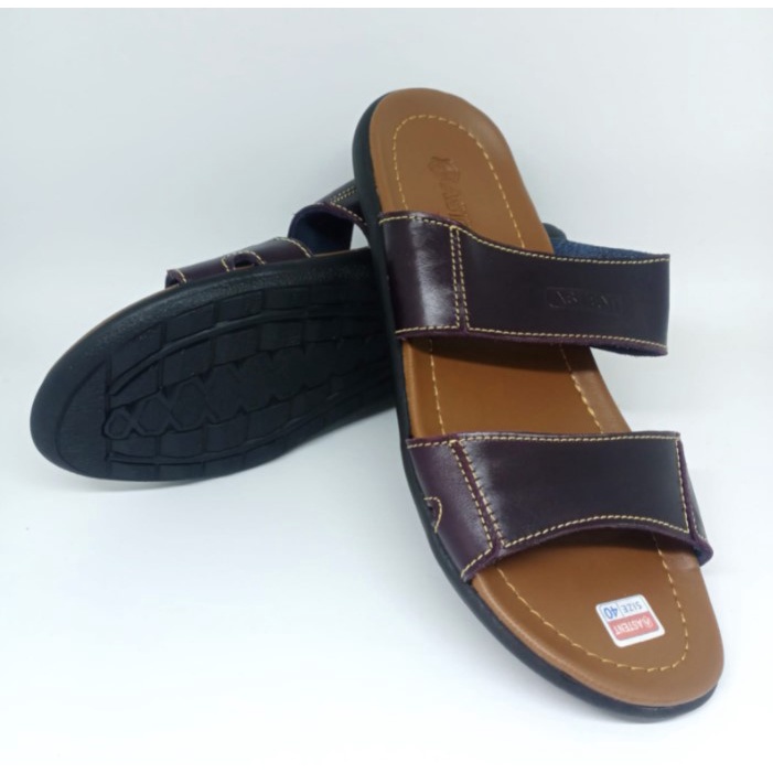 Sandal Slop Cowok 39 - 43 Ban 2 Sendal Casual Pria Dewasa Laki Bahan Kulit Sintetis Astent