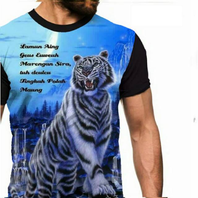  Kaos  harimau  putih macan 3d  Fullprint maung white tiger 