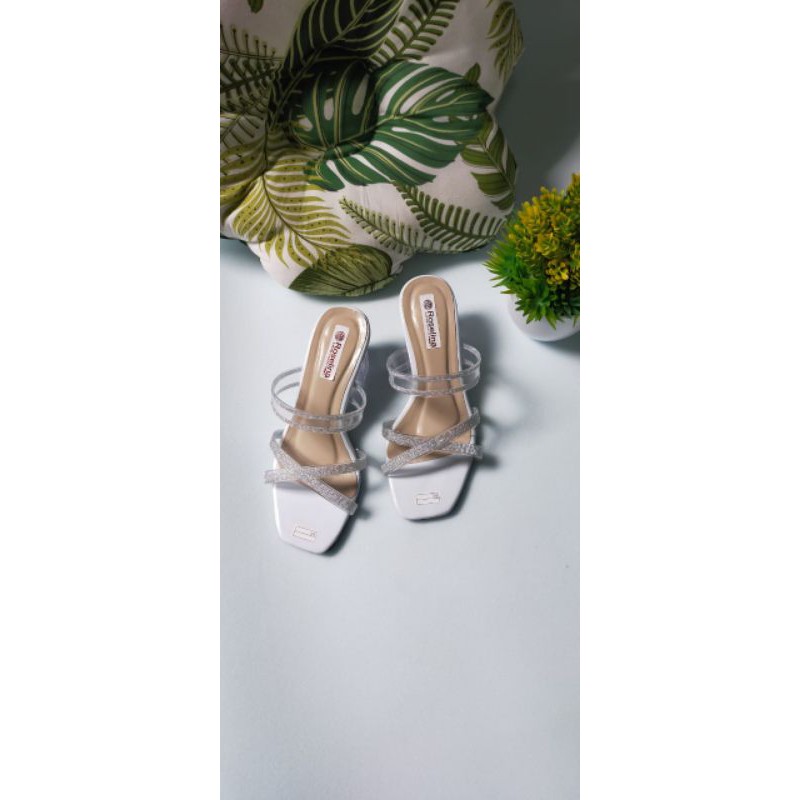 sandal heels wanita hak kaca kekinian