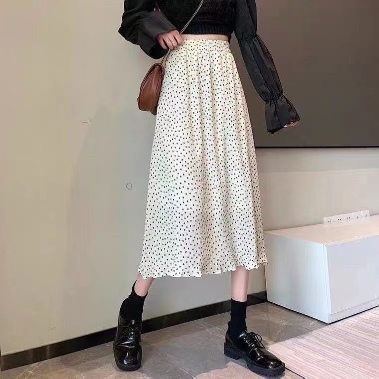 yikoo-Rok panjang mixi skirt cinta / polka dots wanita korea pakaian rok wanita