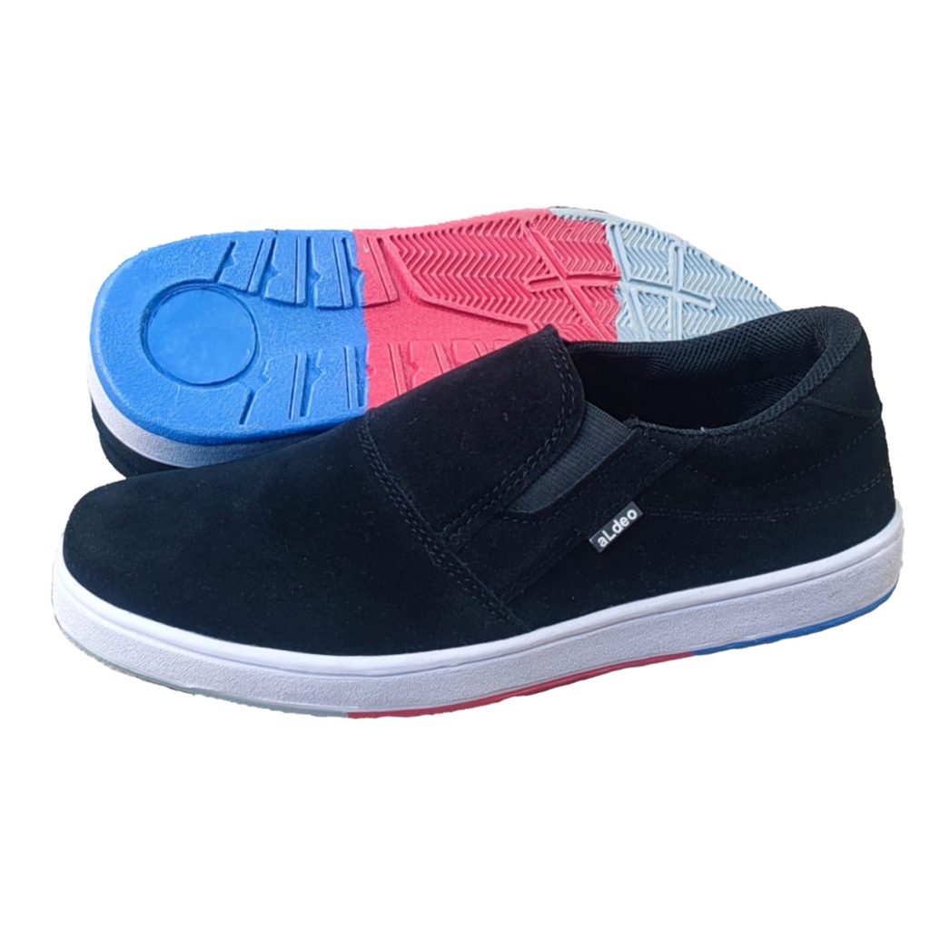 Sepatu Hitam Slip On Pria Aldeo SWL HT10 Black Slop Casual Dewasa Tanap Tali Terbaru Buat Gaya Santai