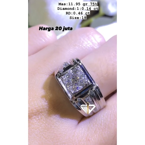 [PO] Diamond ring/Cincin Berlian Pria/Cowo 0.60ct dengan Emas 75% 18k/22k/23k