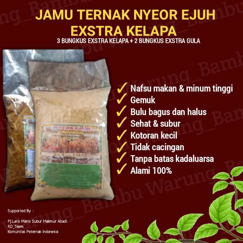 

JAMU SAPI ALAMI 3 BUNGKUS EKTRA KELAPA + 2 BUNGKUS EKSTRA GULA