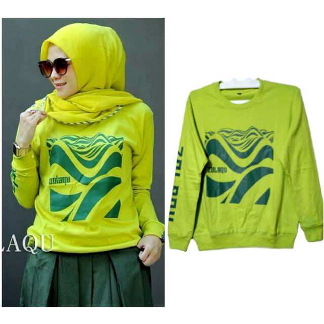 KAOS  WANITA  LENGAN PANJANG ATASAN ZOLAQU  OMBAK LEMON 