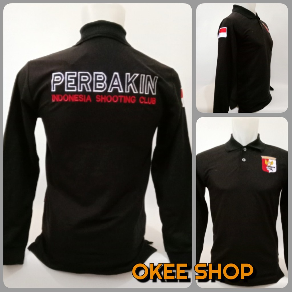 Kaos Baju Pria Kerah  Perbakin Indonesia Shooting Club Lengan Panjang - Kaos Perbakin Lengan panjang