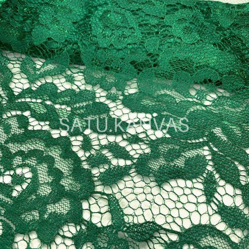 Kain BROKAT CORD LACE NON GLITTER-Hijau emerald