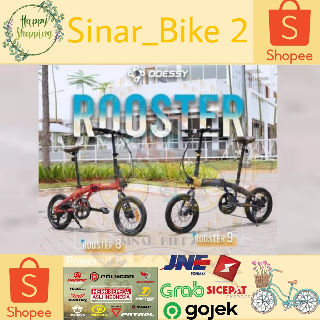 Sepeda Lipat 16Inch Odessy Rooster Frame Alloy 8Speed (Ekspedisi)