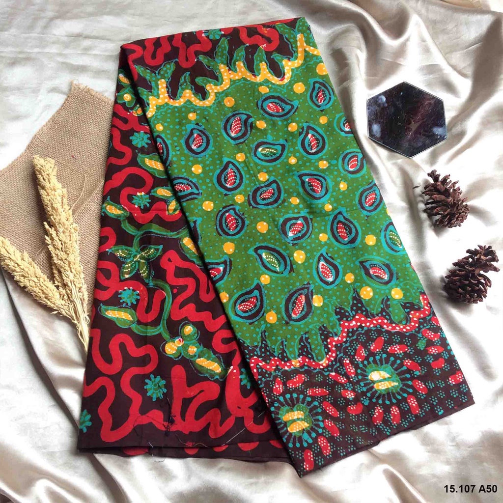 batik tulis asli madura -primisima -flora -warna merah dan hijau -15.107 -terbaru 2022 -pusat grosir