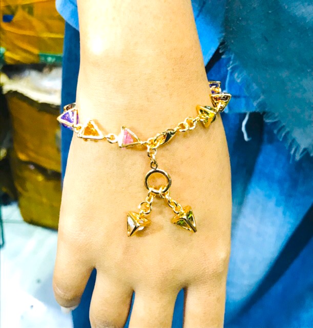 Gelang tangan wanita // gelang tangan //gelang permata model segitiga// perhiasan lapis emas /gelang