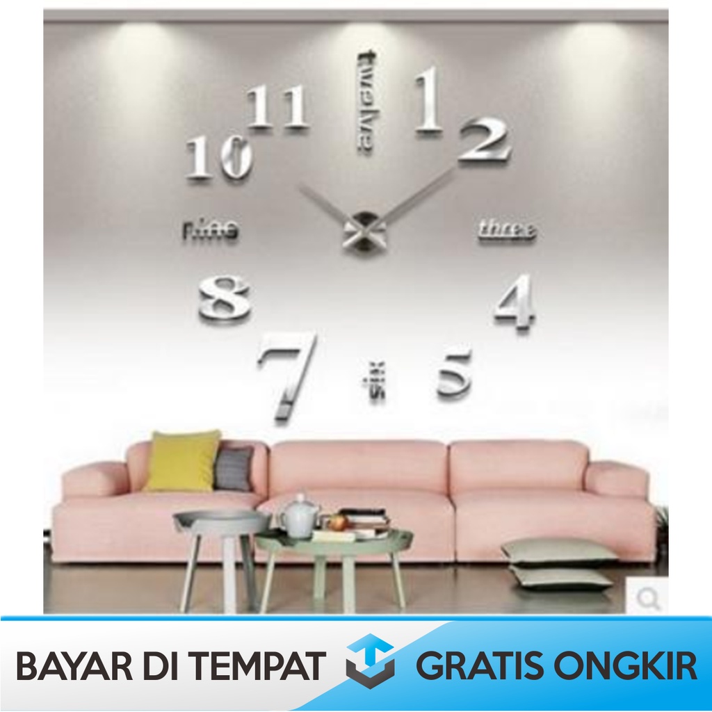 JAM DINDING JUMBO AESTHETIC KAYU DIY TAFFWARE ANALOG GIANT WALL CLOCK