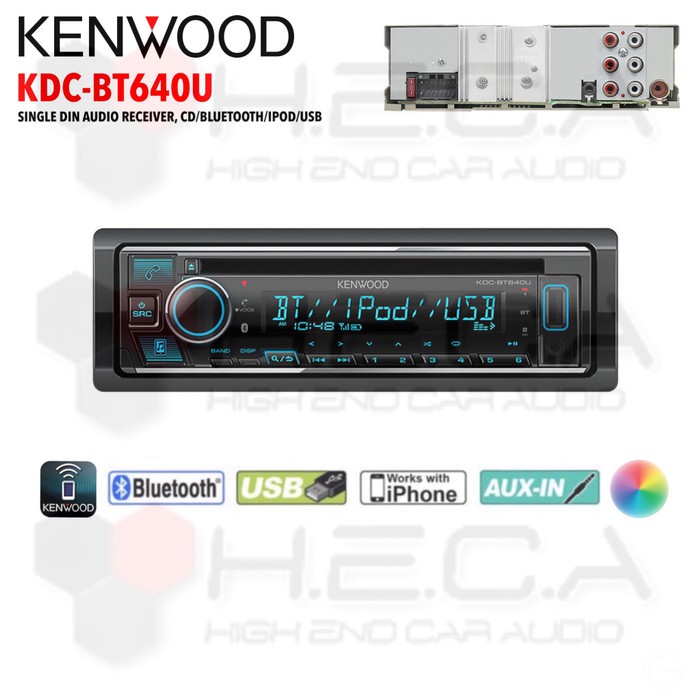 Kenwood KDC-BT640U Single Din Head Unit Tape Audio Mobil CD Bluetooth