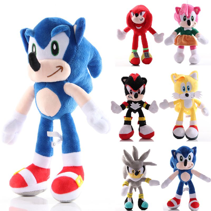 40cm Boneka Sonic The Hedgehog Shadow Amy Rose Knuckle Tail Plush Toy Soft Stuffed Doll Mainan