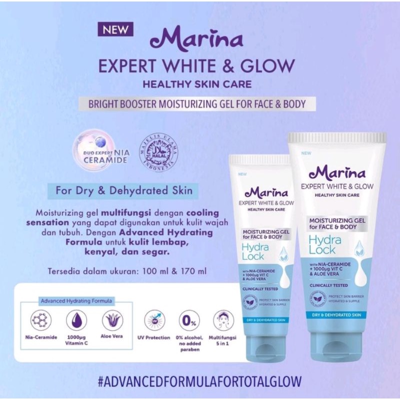 Marina Expert White &amp; Glow Moisturizing Gel For Face &amp; Body 100ml