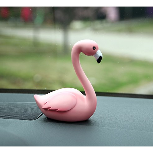 2 IN 1 SET Pajangan Dashboard Mobil Flamingo Couple POLOS 2 SIZE