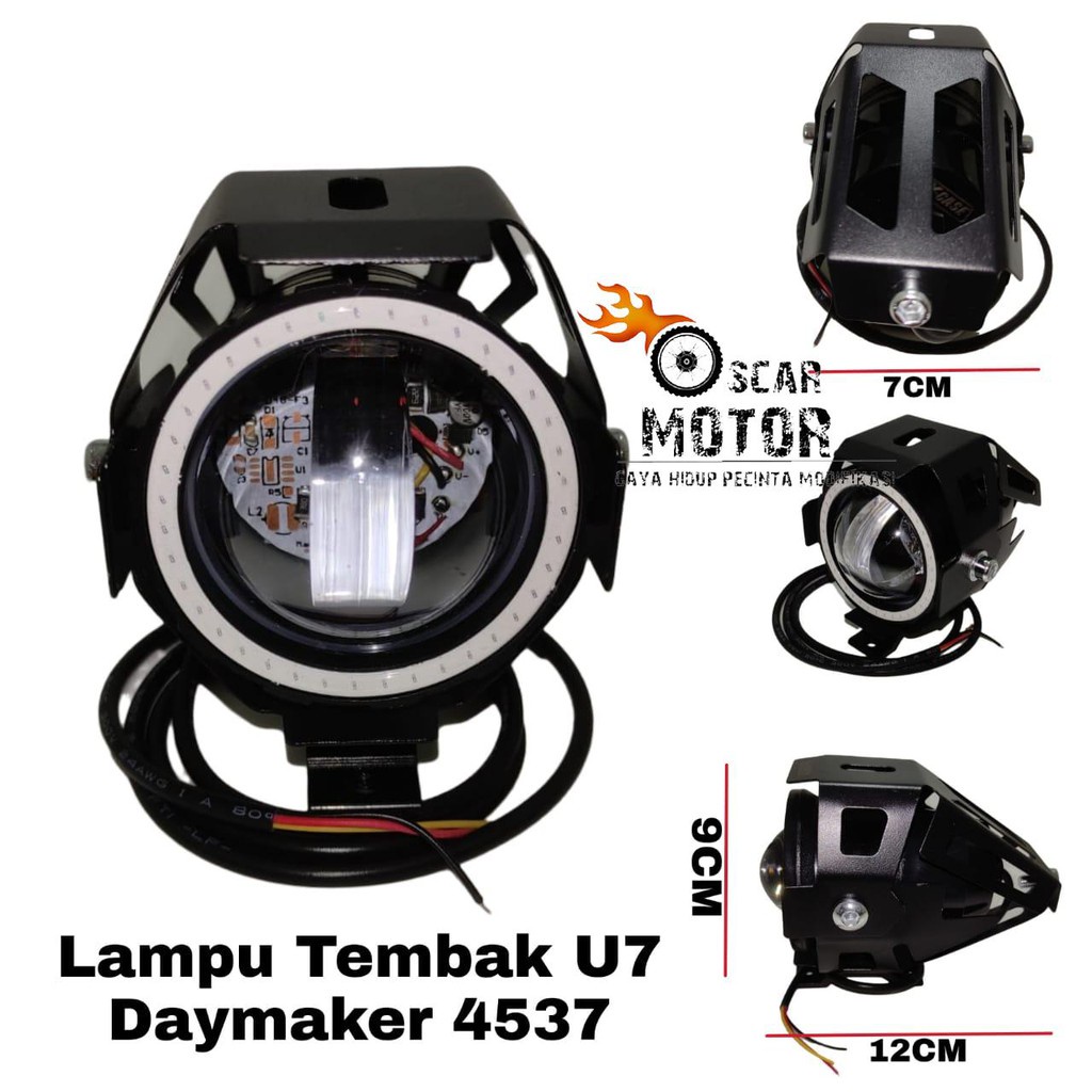 LAMPU TEMBAK LED U7 DAYMAKER CREE 4D LENSA TRANSFORMER SINAR PROJIE SOROT PROJECTOR HID X CASE 4537 motor