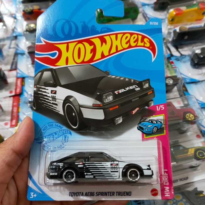 Hot Wheels Hotwheels Toyota AE86 Sprinter Trueno Falken Hitam Putih