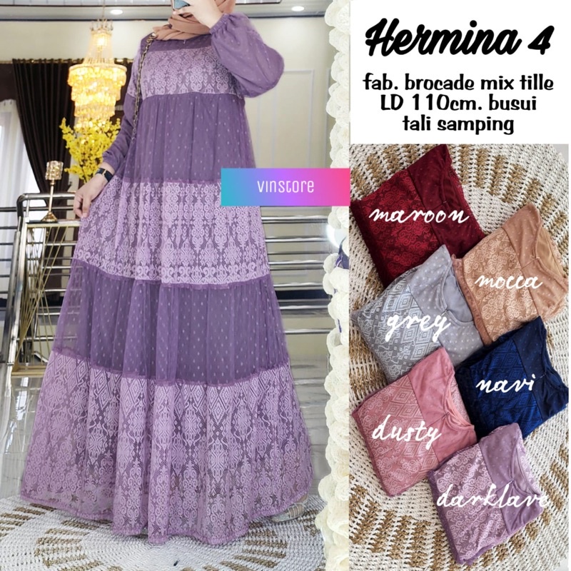 Hermina maxy dress kondangan brokat full furing LD 110cm busui
