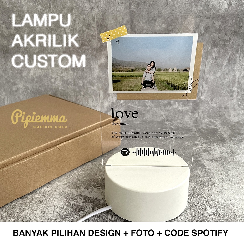 Lampu Tidur Akrilik Free Custom Spotify Foto gambar Nama Kado Birthday Souvenir Wisuda Trophy termurah