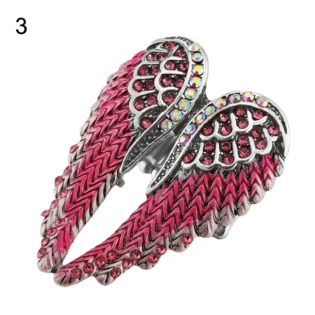 Hu Hu Hu Hu Hu Alat Bantu Pasang Kacamata♡ Cincin Wanita Desain Sayap Malaikat Hias Berlian Imitasi Warna Warni Menarik Untuk Hadiah