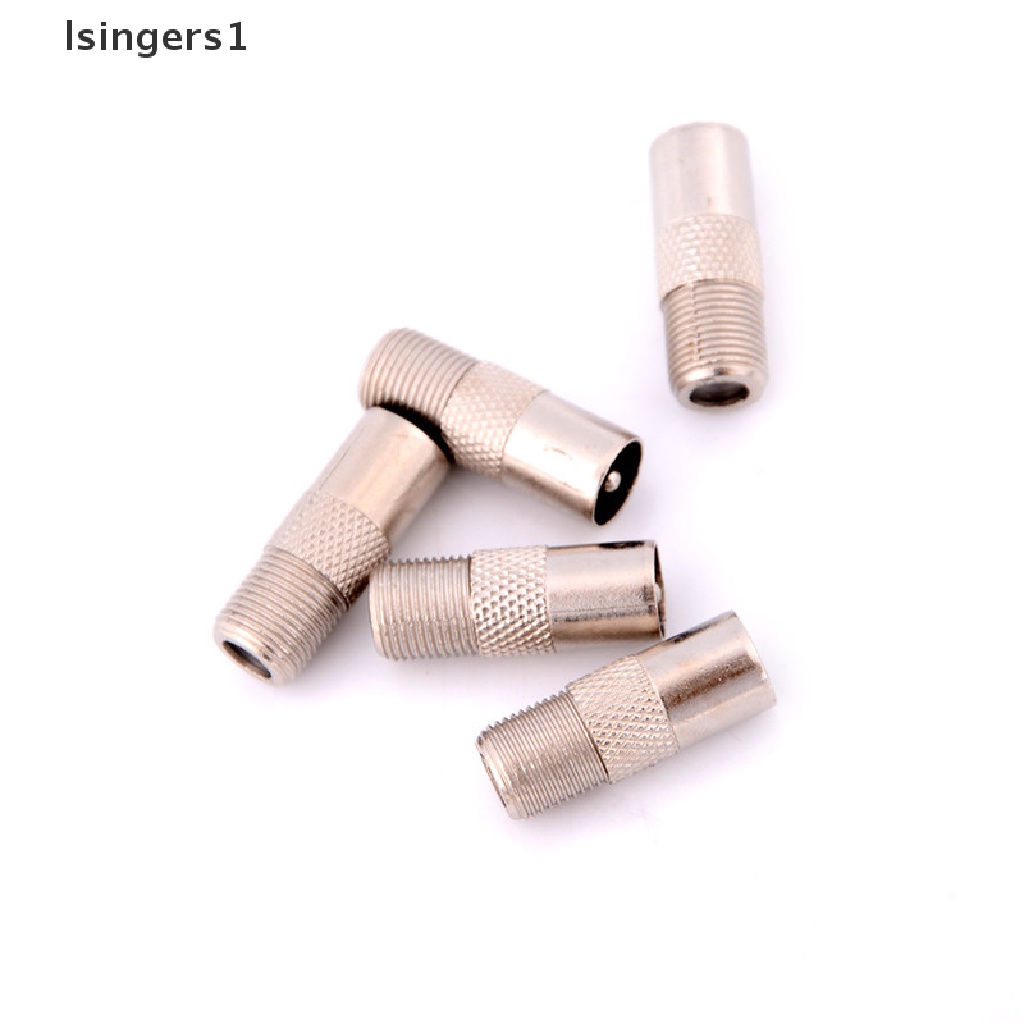 (lsingers1) 5pcs Adapter Konverter TV Tipe F Female Ke RF Coax Aerial Male