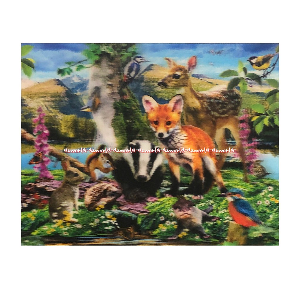 3D Kids Puzzle British Wildlifes 100Keping Susunan Pazel Hewan Rubah